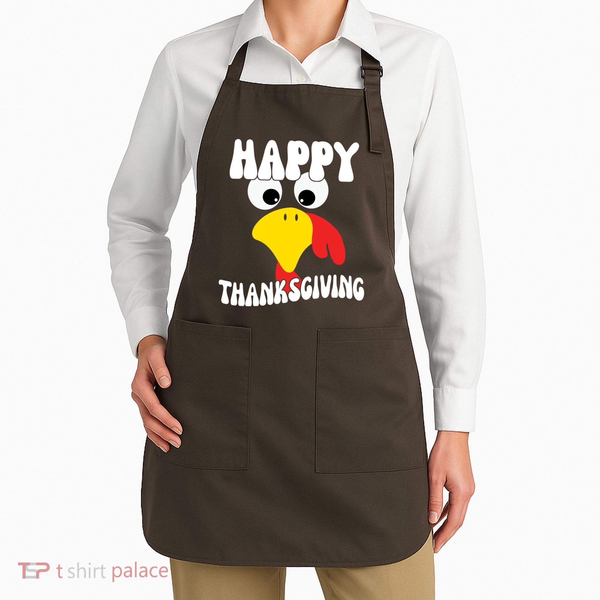 Happy Thanksigiving Gobble Turkey Face Apron