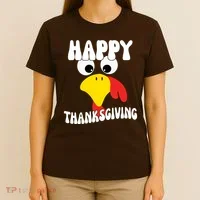 Happy Thanksigiving Gobble Turkey Face T-Shirt thumb 4