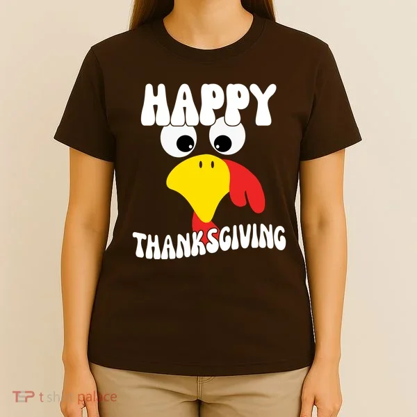 Happy Thanksigiving Gobble Turkey Face T-Shirt