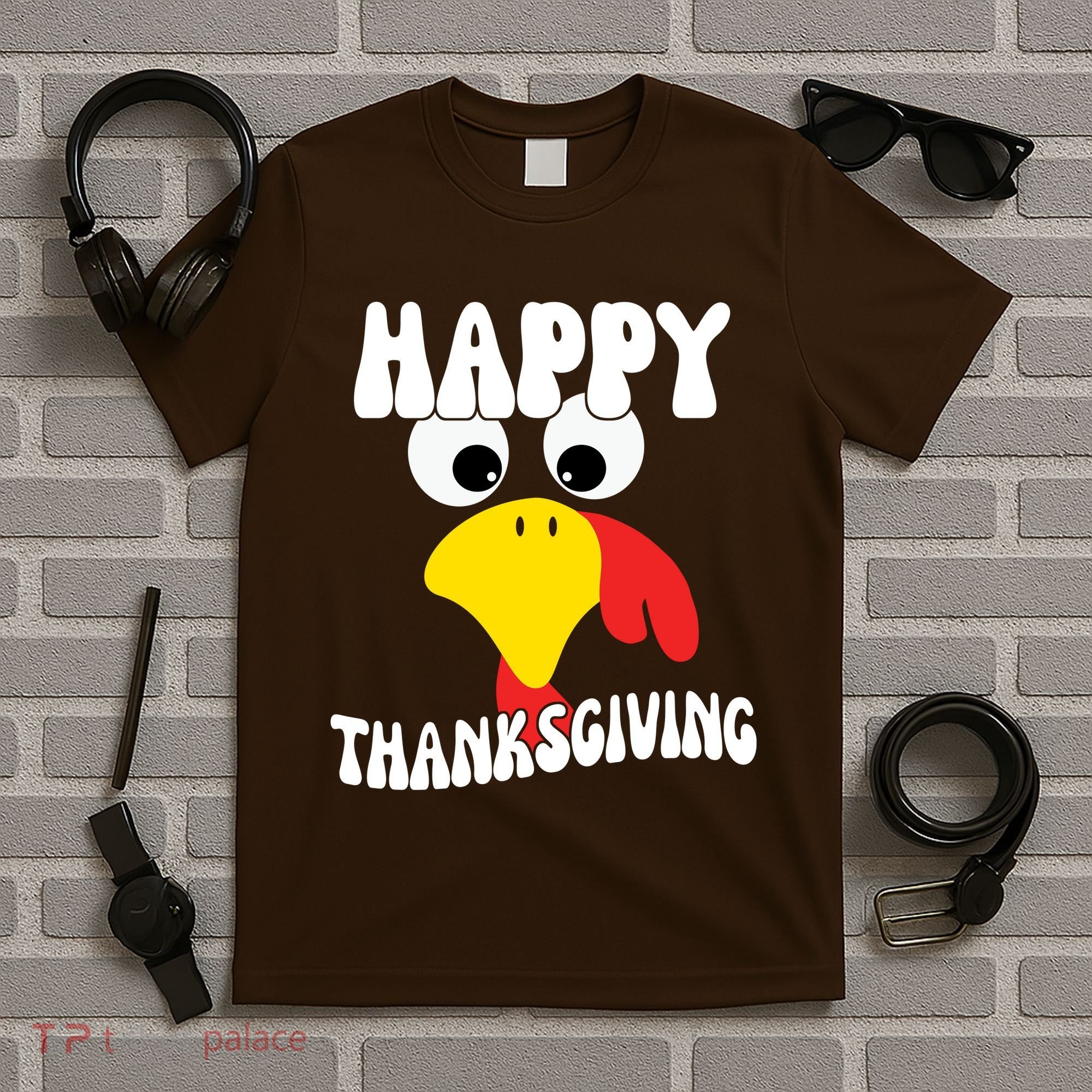 Happy Thanksigiving Gobble Turkey Face T-Shirt