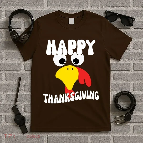 Happy Thanksigiving Gobble Turkey Face T-Shirt