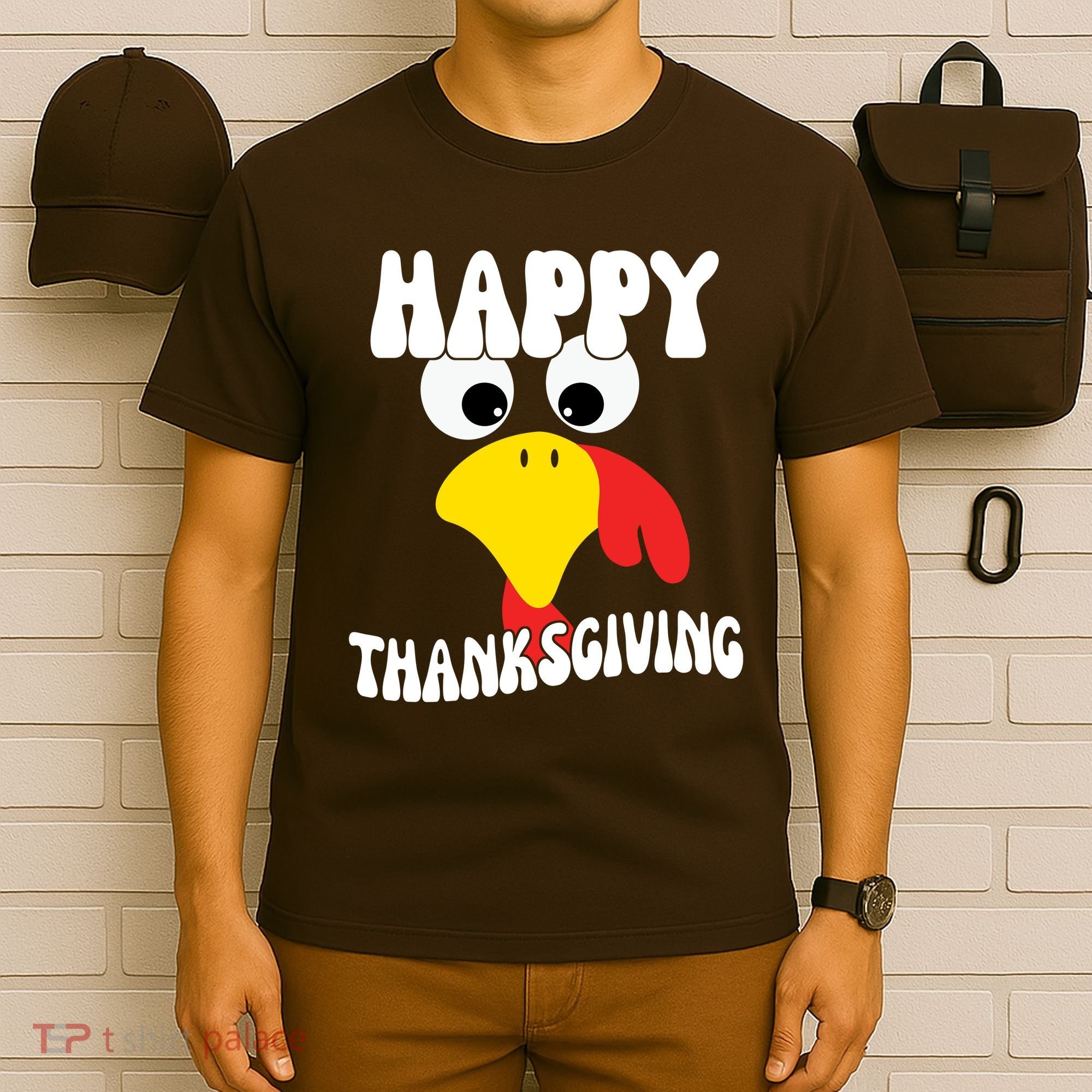 Happy Thanksigiving Gobble Turkey Face T-Shirt