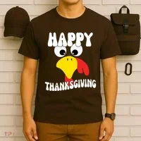 Happy Thanksigiving Gobble Turkey Face T-Shirt thumb 6