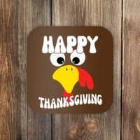 Happy Thanksigiving Gobble Turkey Face Coaster thumb 0