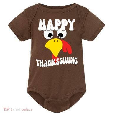 Happy Thanksigiving Gobble Turkey Face Baby Bodysuit