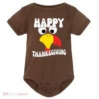 Happy Thanksigiving Gobble Turkey Face Baby Bodysuit thumb 0