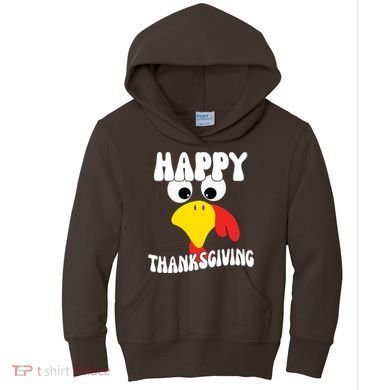 Happy Thanksigiving Gobble Turkey Face Kids Hoodie