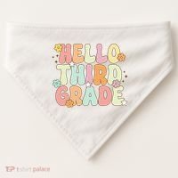 Hello Third Grade Team 3rd Grade Back To School Teacher USA-Made Doggie Bandana thumb 0