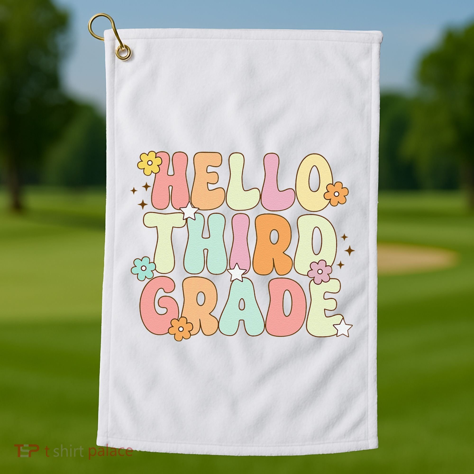 Hello Third Grade Team 3rd Grade Back To School Teacher Golf Towel