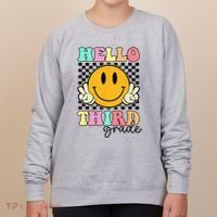 Hello Third Grade Retro Smile Team 3rd Grade Back to School Women's Sweatshirt thumb 0