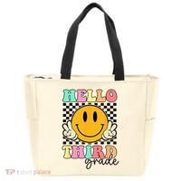 Hello Third Grade Retro Smile Team 3rd Grade Back to School Tote Bag thumb 0