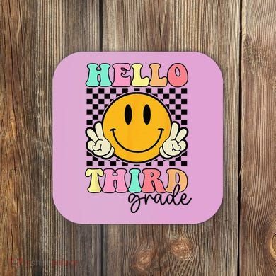 Hello Third Grade Retro Smile Team 3rd Grade Back to School Coaster