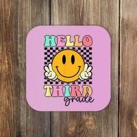 Hello Third Grade Retro Smile Team 3rd Grade Back to School Coaster thumb 0