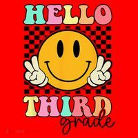 Hello Third Grade Retro Smile Team 3rd Grade Back to School Santa Hat thumb 1