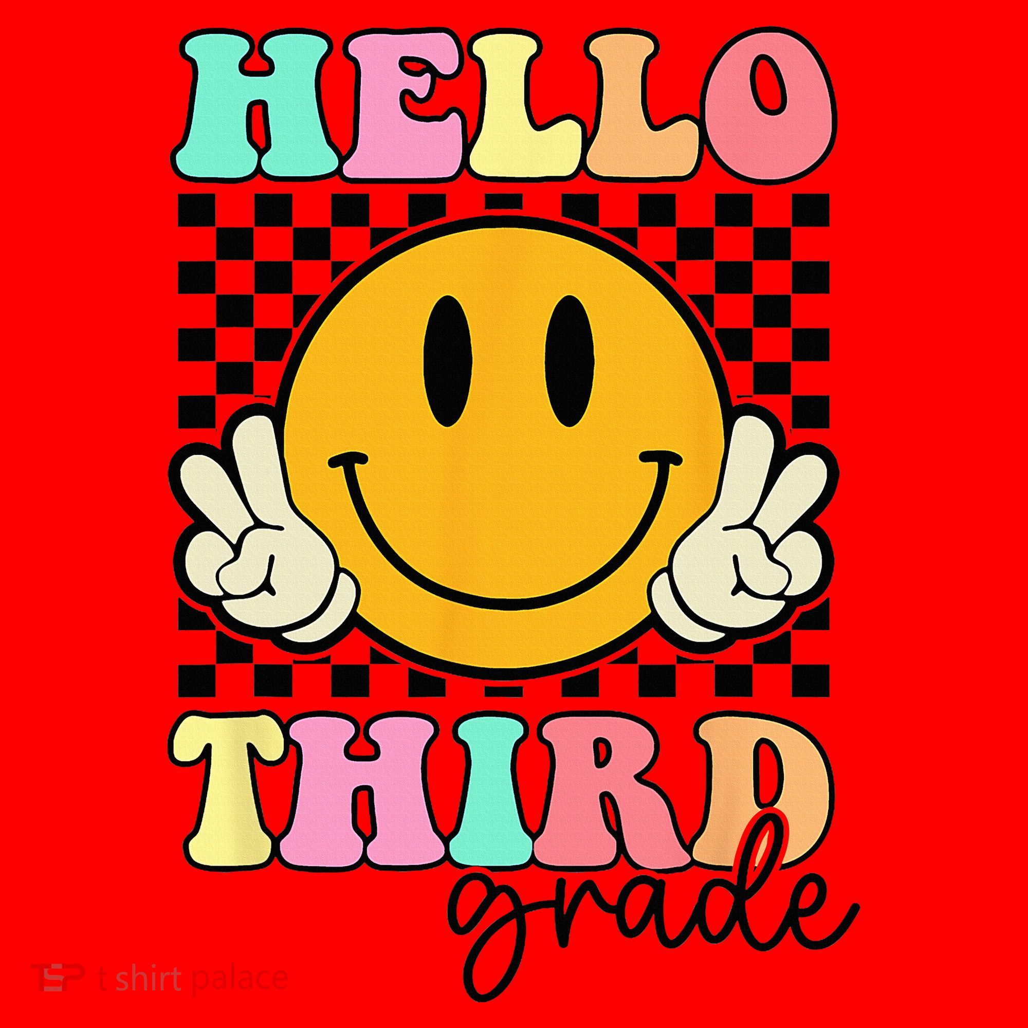 Hello Third Grade Retro Smile Team 3rd Grade Back to School Santa Hat