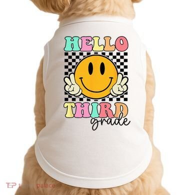 Hello Third Grade Retro Smile Team 3rd Grade Back to School Doggie Tank