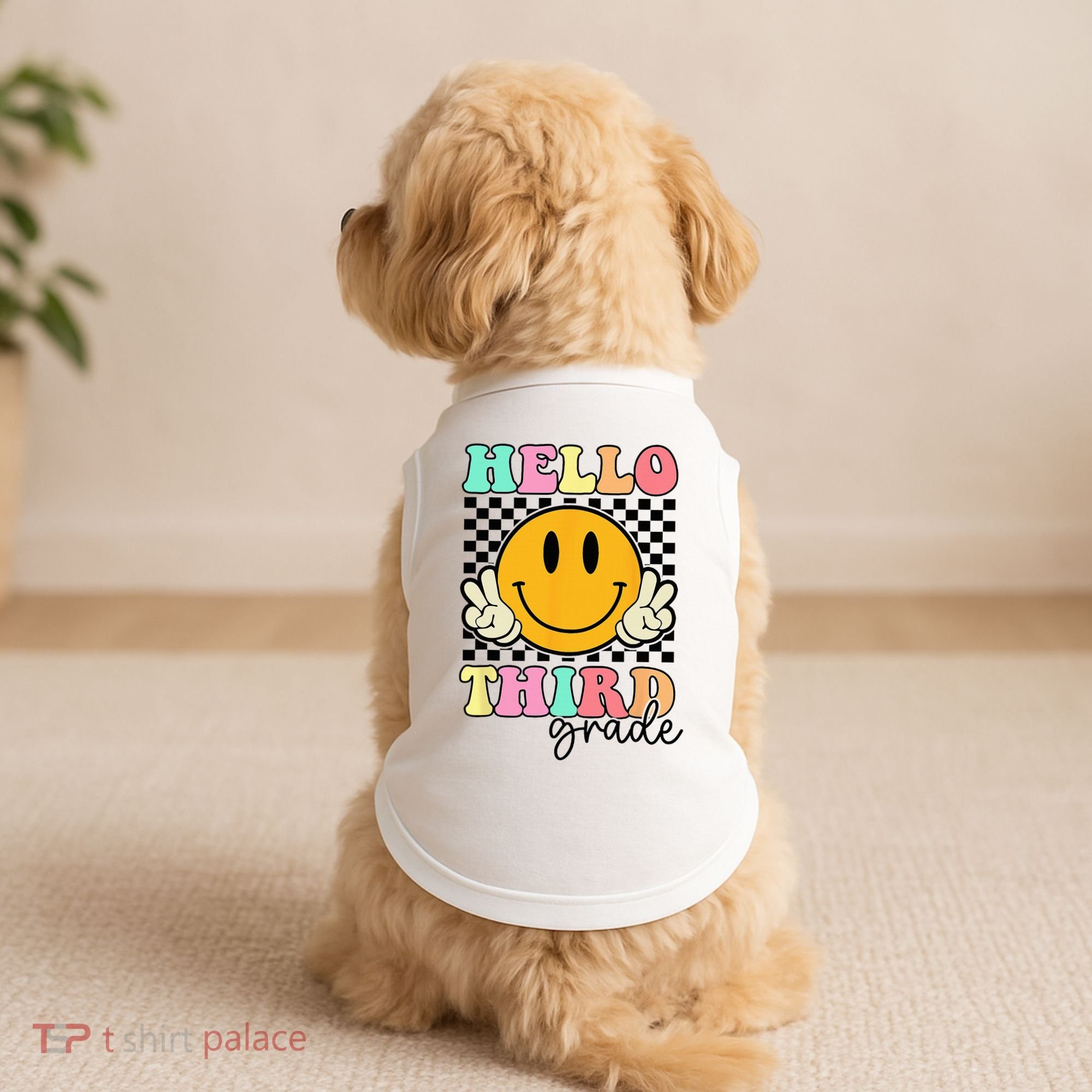Hello Third Grade Retro Smile Team 3rd Grade Back to School Doggie Tank