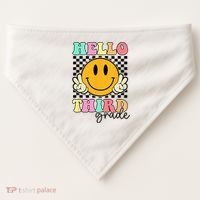 Hello Third Grade Retro Smile Team 3rd Grade Back to School USA-Made Doggie Bandana thumb 0