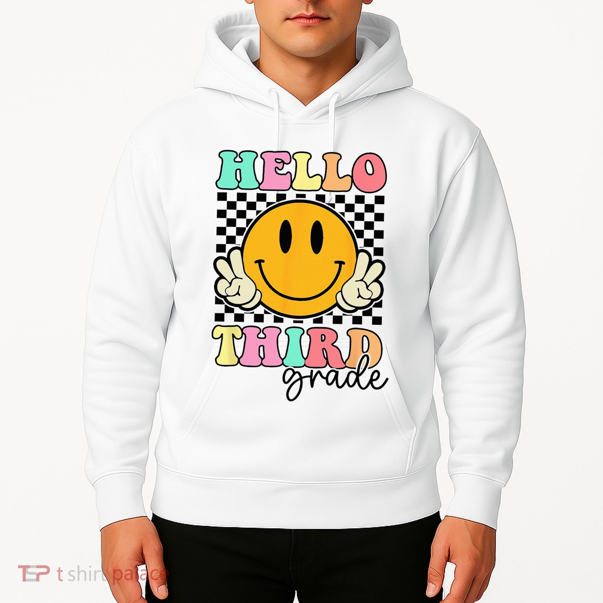 Hello Third Grade Retro Smile Team 3rd Grade Back to School Hoodie