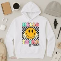Hello Third Grade Retro Smile Team 3rd Grade Back to School Hoodie thumb 3
