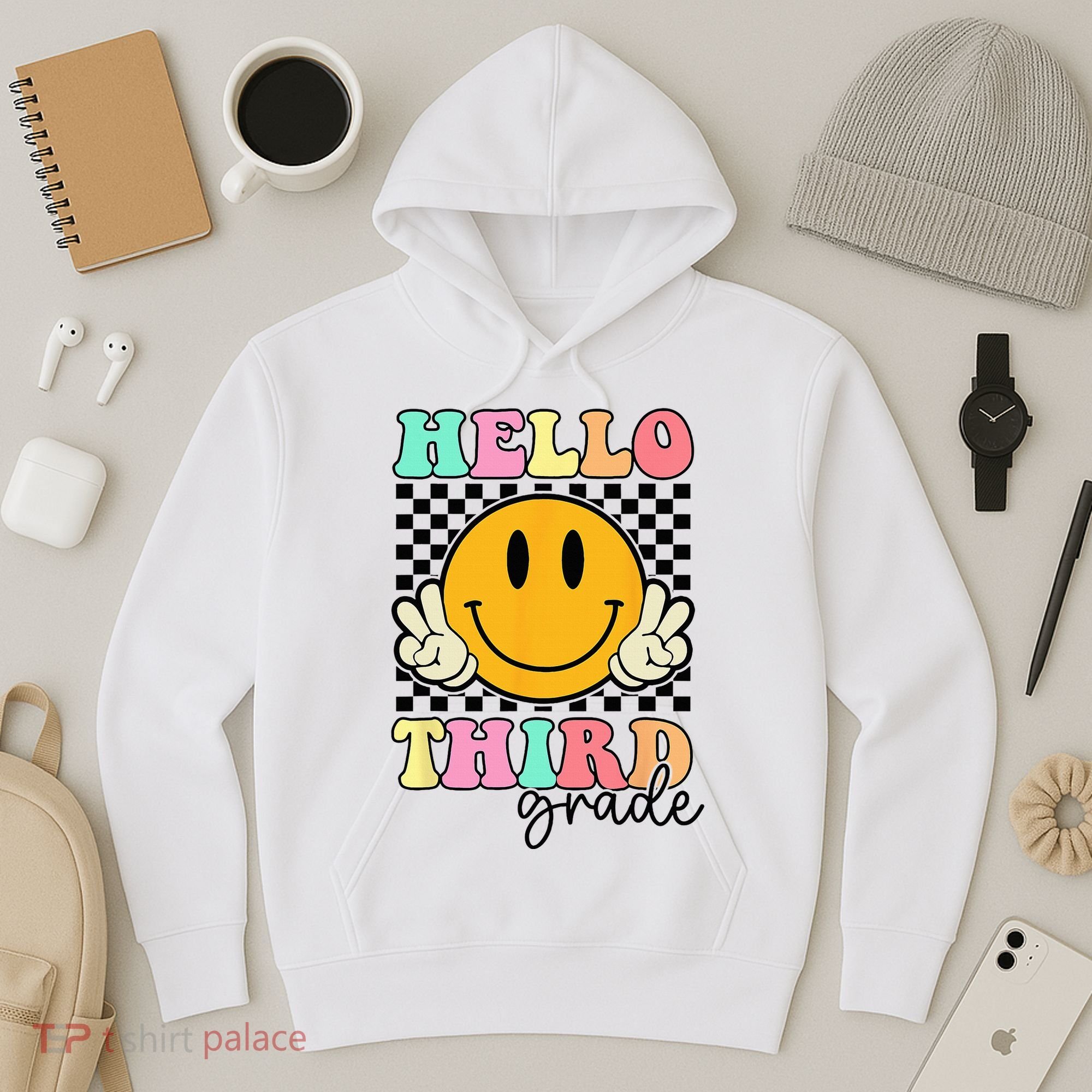 Hello Third Grade Retro Smile Team 3rd Grade Back to School Hoodie
