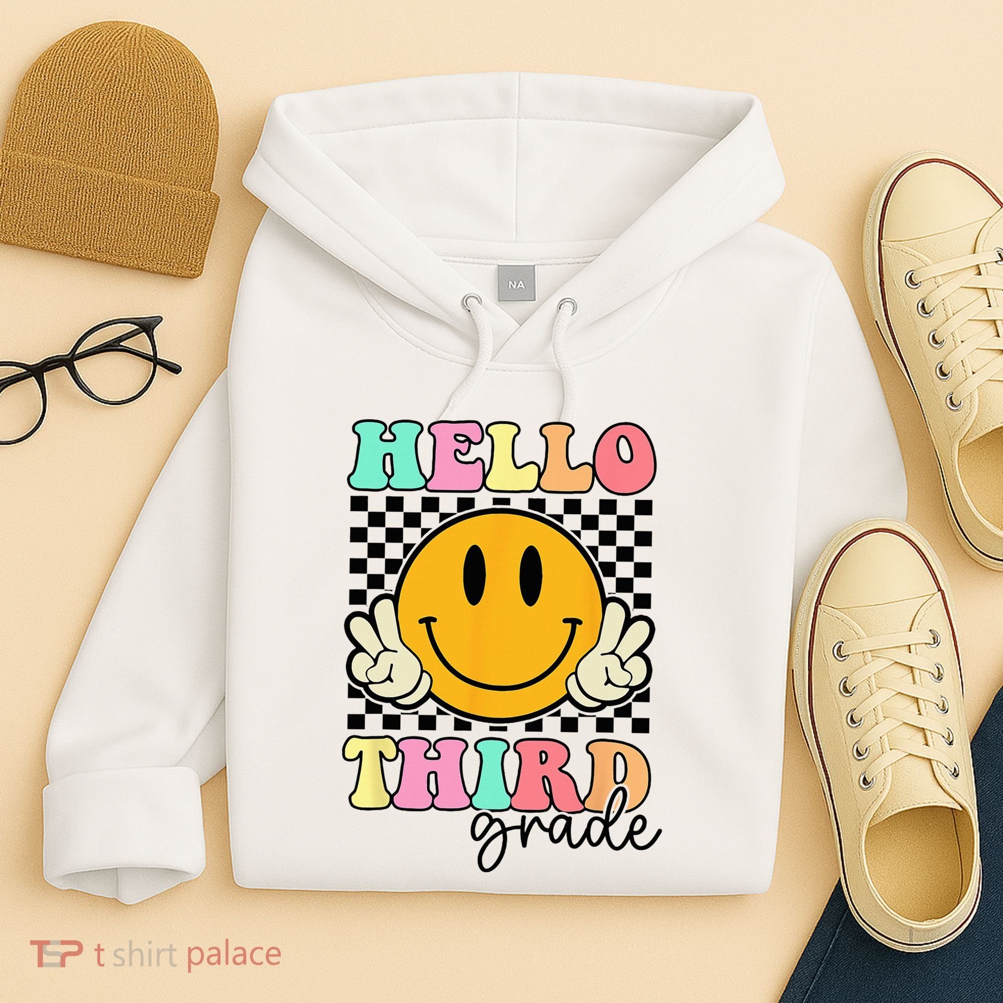 Hello Third Grade Retro Smile Team 3rd Grade Back to School Hoodie
