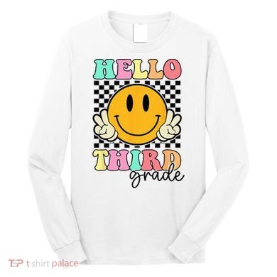 Hello Third Grade Retro Smile Team 3rd Grade Back to School Long Sleeve Shirt