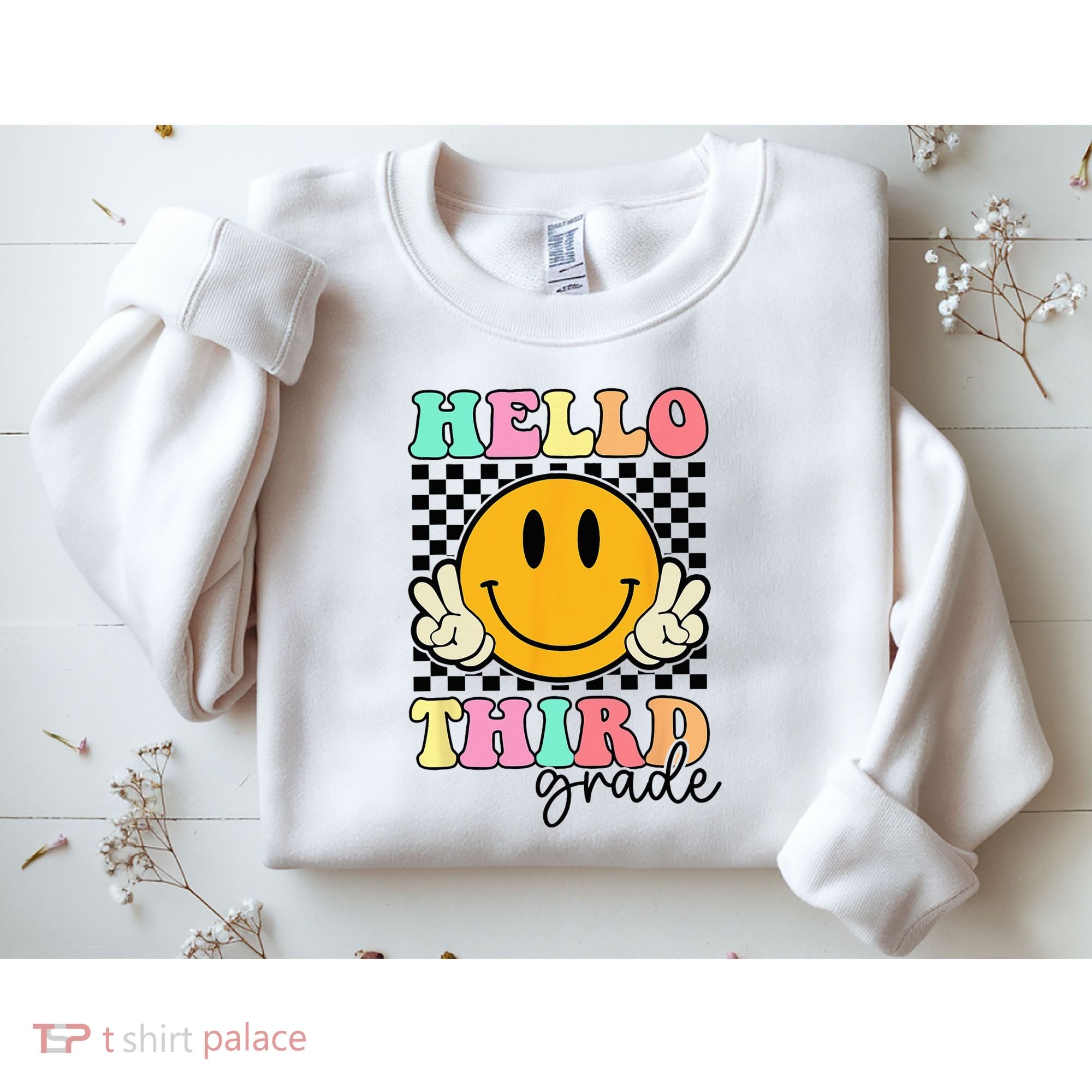 Hello Third Grade Retro Smile Team 3rd Grade Back to School Sweatshirt