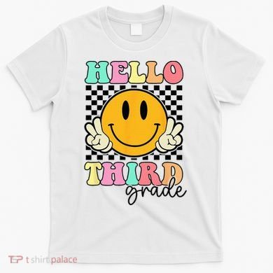Hello Third Grade Retro Smile Team 3rd Grade Back to School T-Shirt