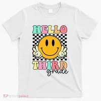 Hello Third Grade Retro Smile Team 3rd Grade Back to School T-Shirt thumb 0