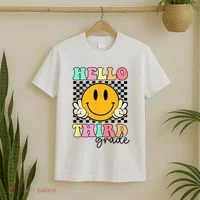 Hello Third Grade Retro Smile Team 3rd Grade Back to School T-Shirt thumb 2