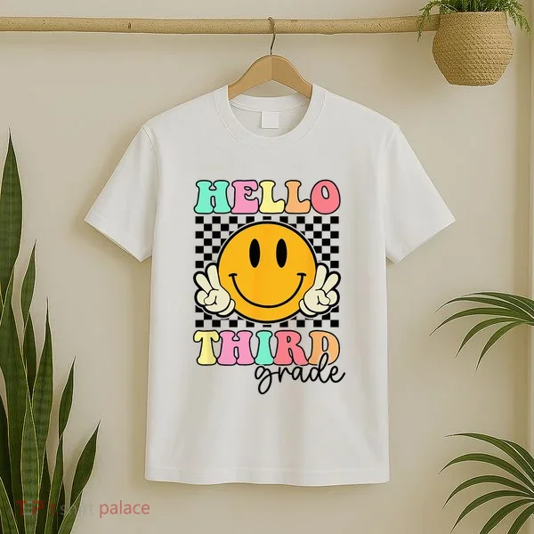 Hello Third Grade Retro Smile Team 3rd Grade Back to School T-Shirt