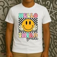 Hello Third Grade Retro Smile Team 3rd Grade Back to School T-Shirt thumb 3