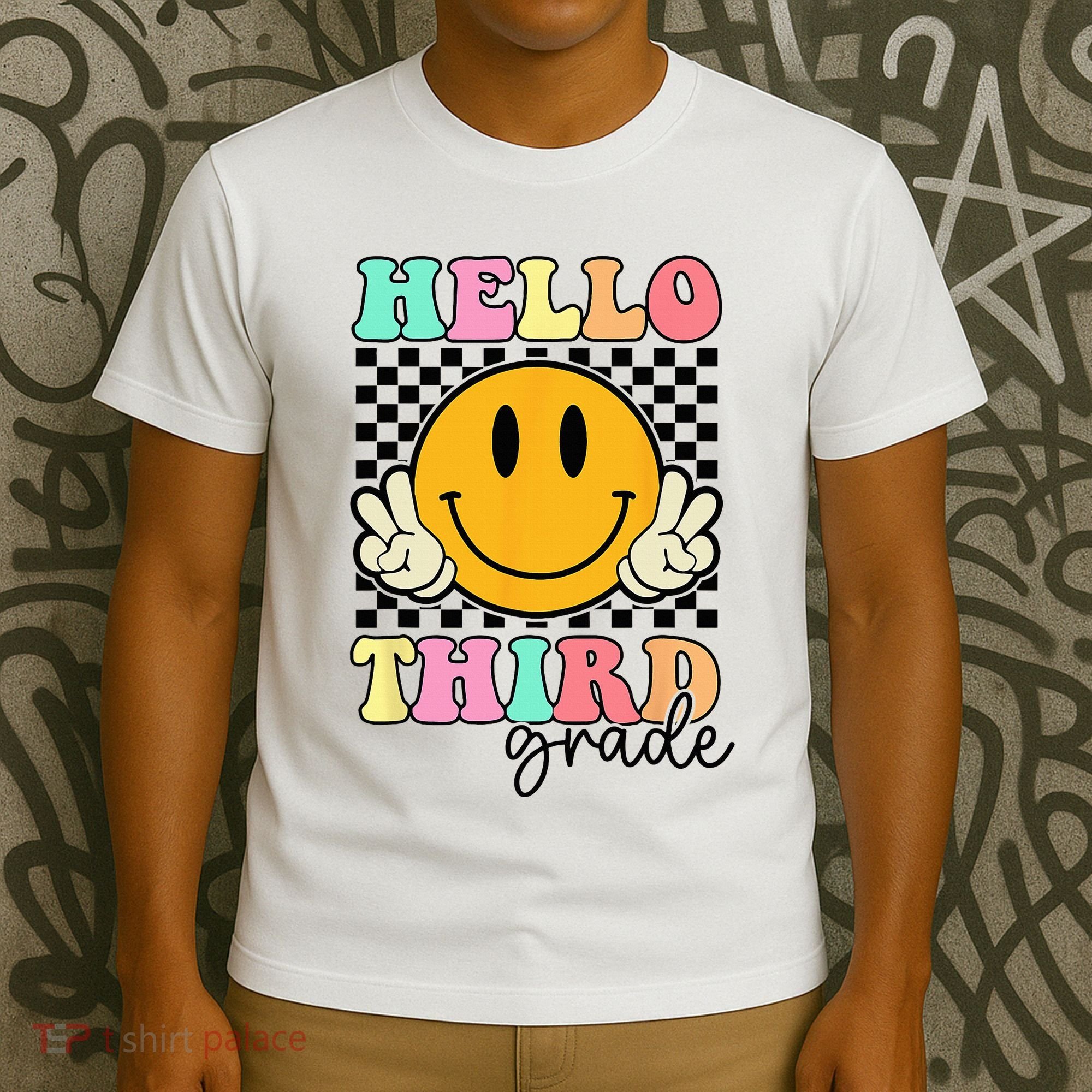 Hello Third Grade Retro Smile Team 3rd Grade Back to School T-Shirt