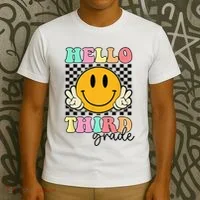 Hello Third Grade Retro Smile Team 3rd Grade Back to School T-Shirt thumb 3
