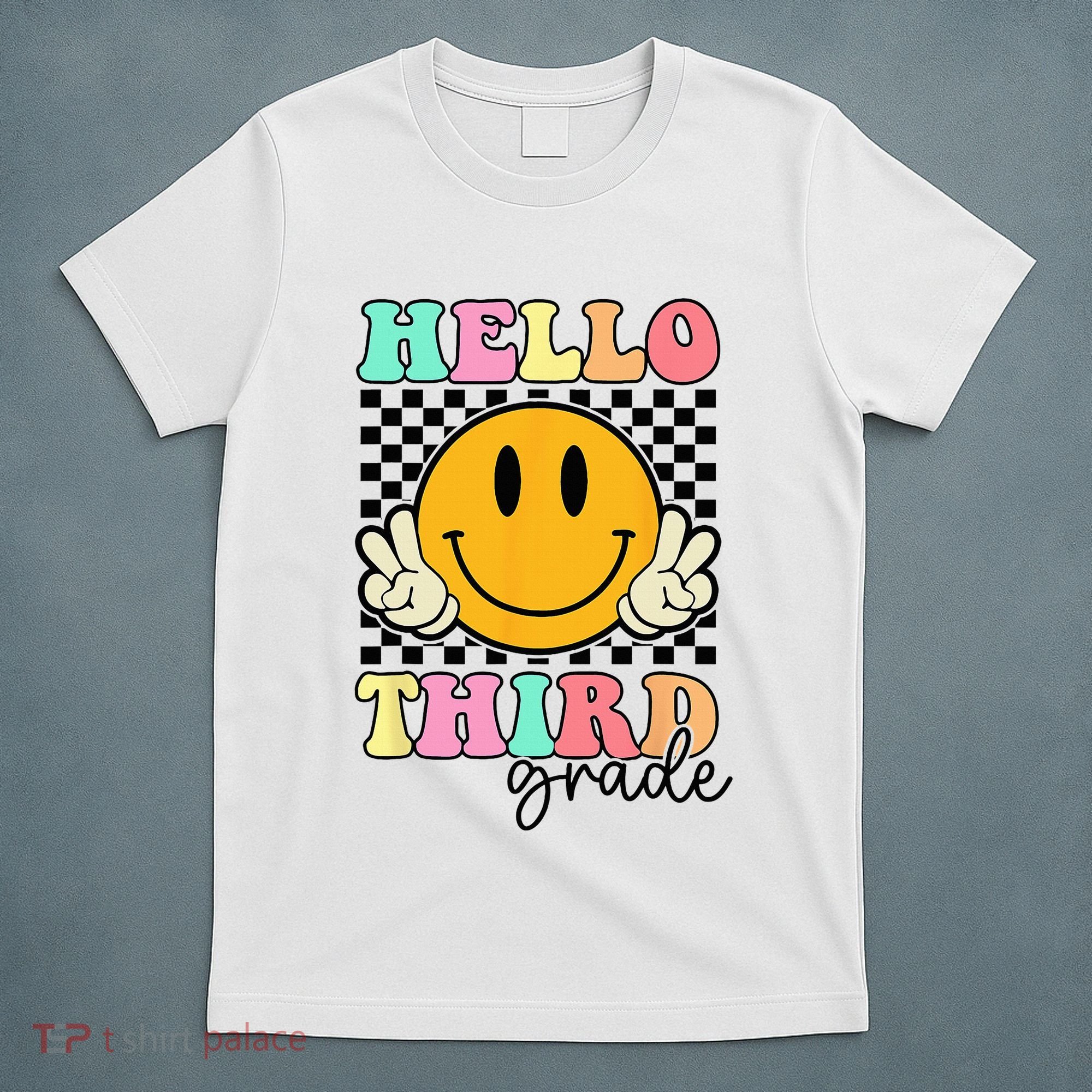 Hello Third Grade Retro Smile Team 3rd Grade Back to School T-Shirt