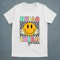 Hello Third Grade Retro Smile Team 3rd Grade Back to School T-Shirt thumb 5