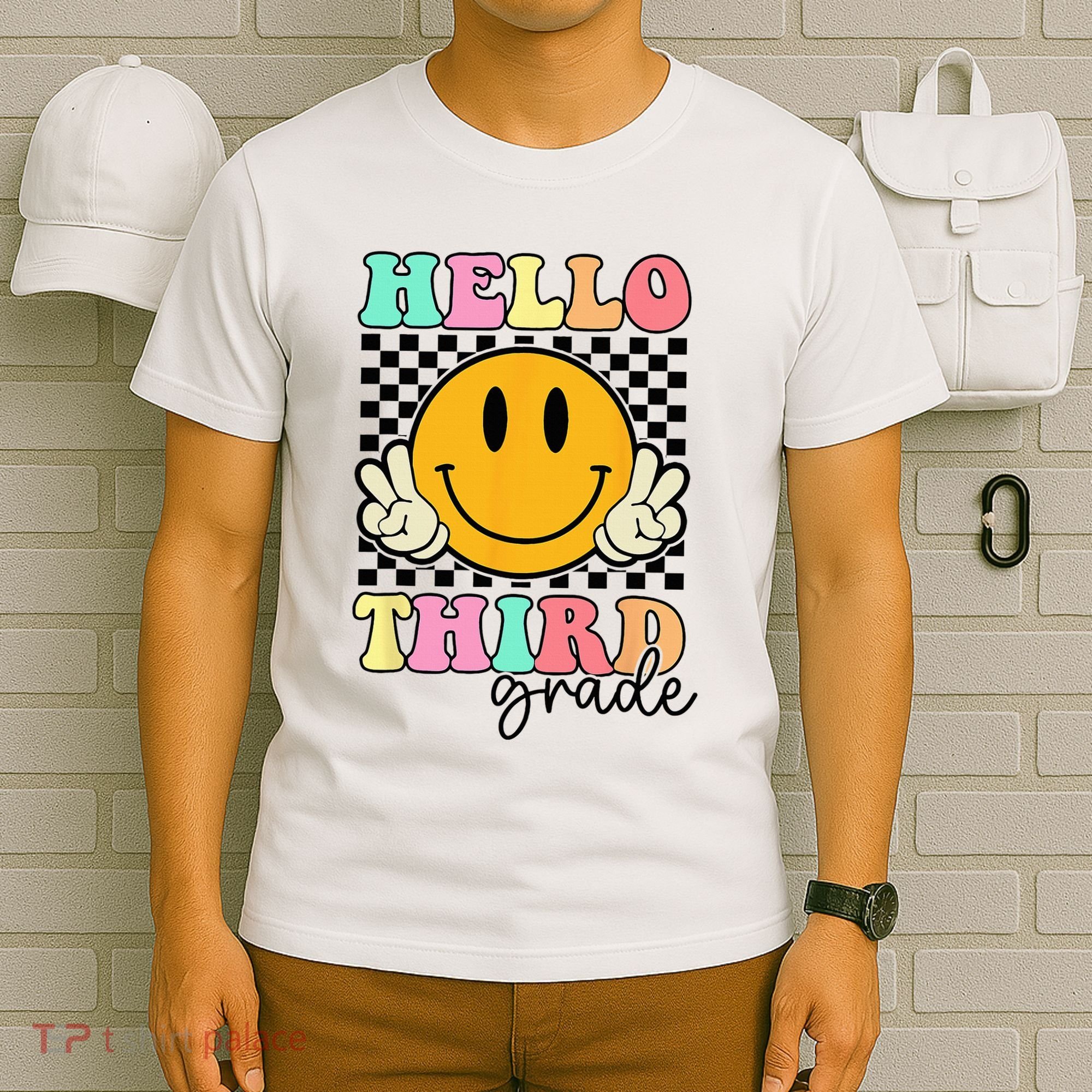 Hello Third Grade Retro Smile Team 3rd Grade Back to School T-Shirt