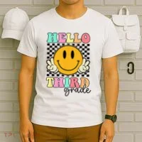 Hello Third Grade Retro Smile Team 3rd Grade Back to School T-Shirt thumb 6