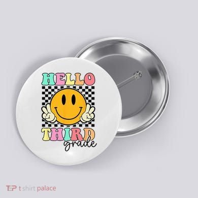 Hello Third Grade Retro Smile Team 3rd Grade Back to School Button