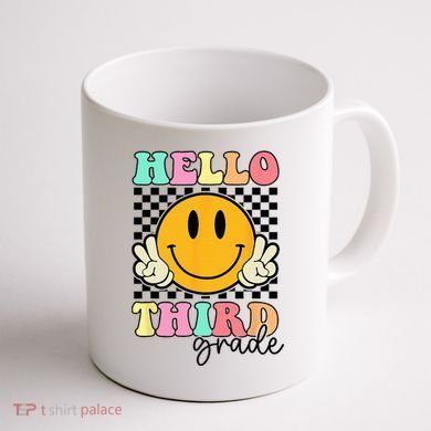 Hello Third Grade Retro Smile Team 3rd Grade Back to School Coffee Mug back