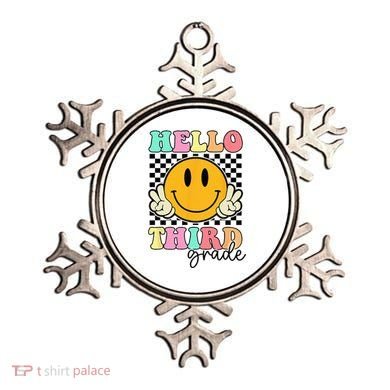 Hello Third Grade Retro Smile Team 3rd Grade Back to School Ornament