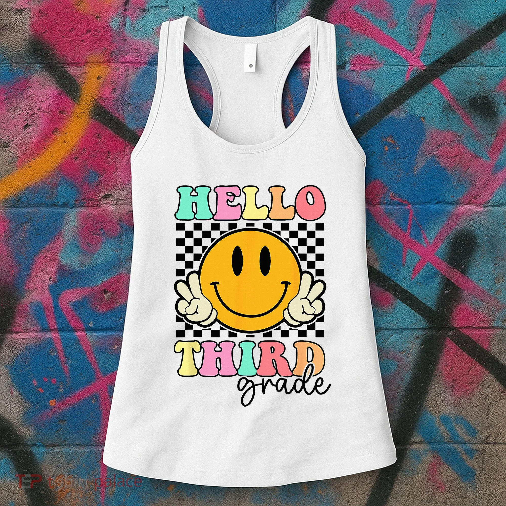 Hello Third Grade Retro Smile Team 3rd Grade Back to School Women's Tank Top