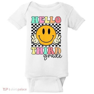 Hello Third Grade Retro Smile Team 3rd Grade Back to School Baby Bodysuit