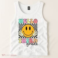 Hello Third Grade Retro Smile Team 3rd Grade Back to School Tank Top thumb 2