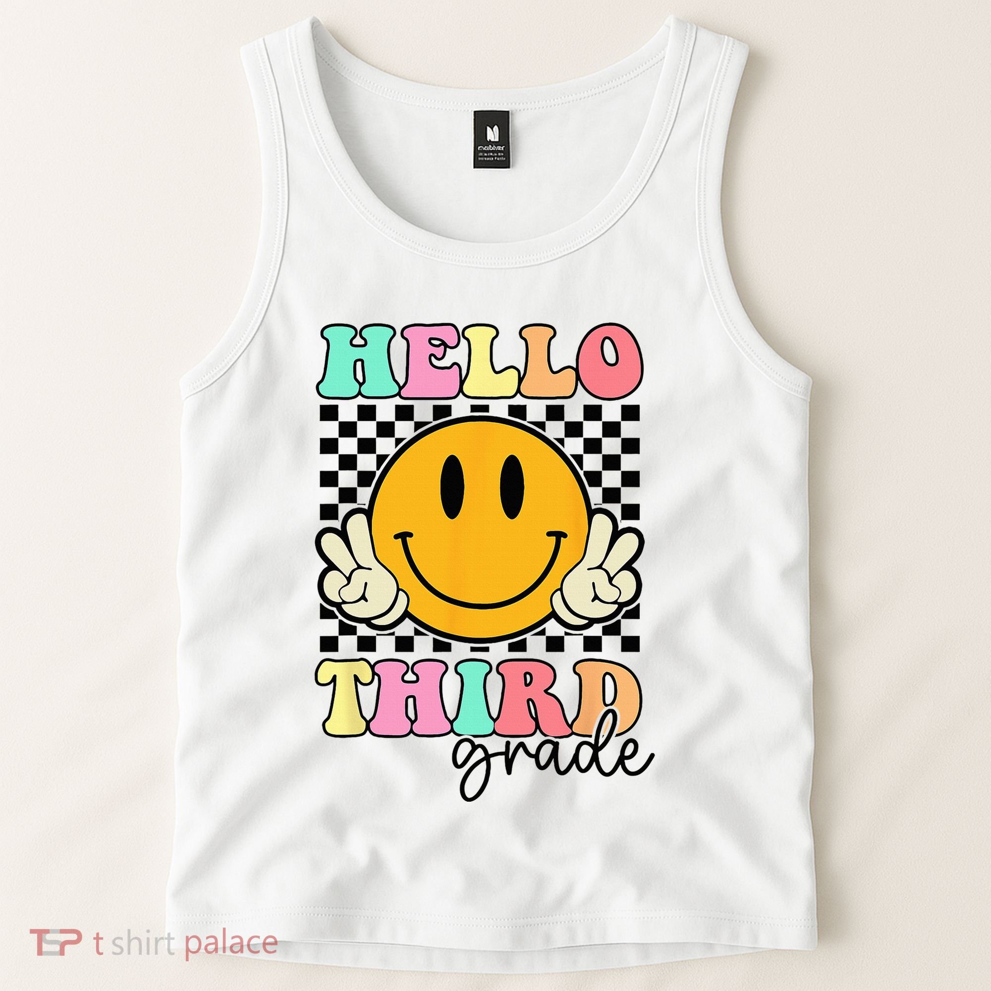 Hello Third Grade Retro Smile Team 3rd Grade Back to School Tank Top
