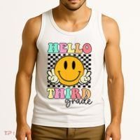 Hello Third Grade Retro Smile Team 3rd Grade Back to School Tank Top thumb 3