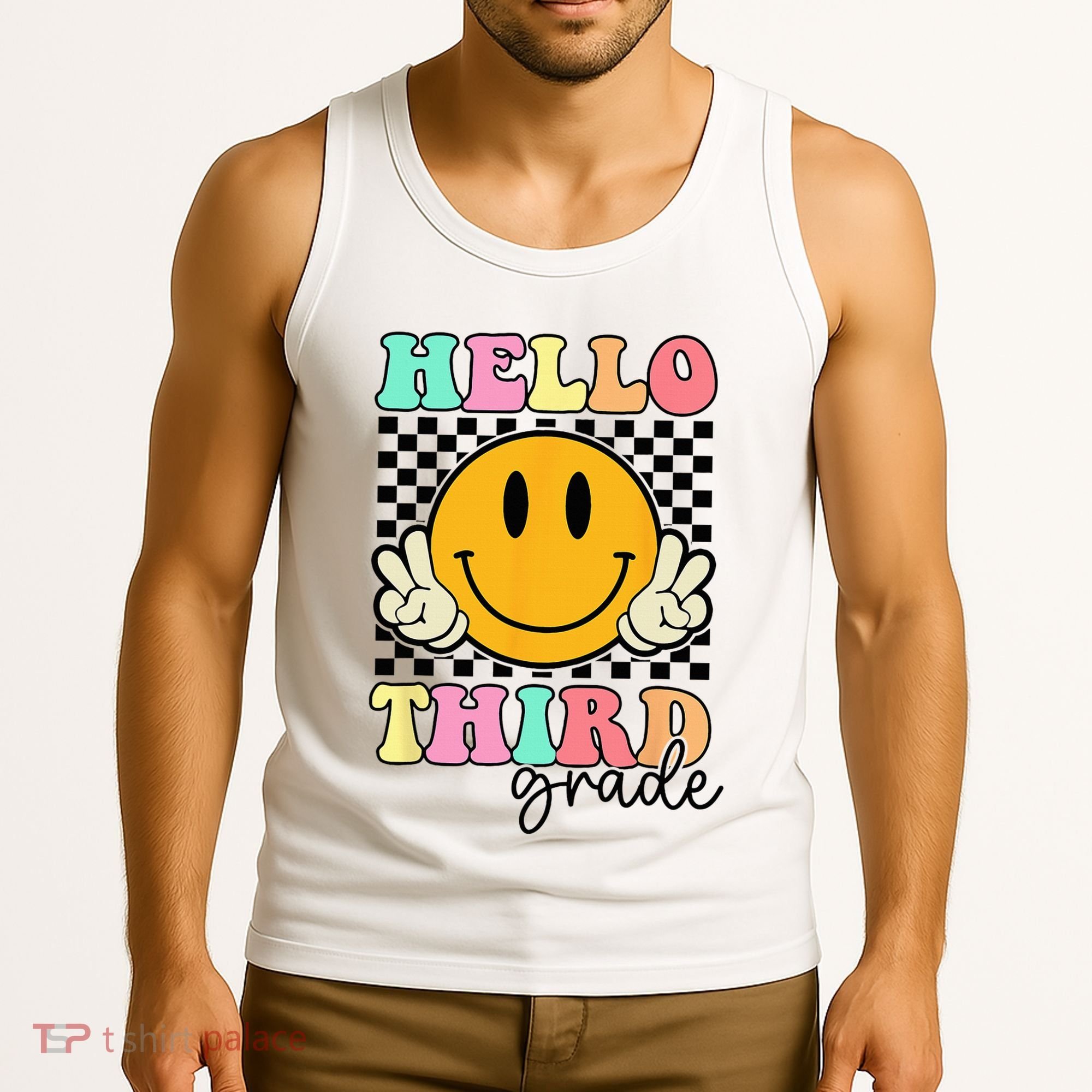 Hello Third Grade Retro Smile Team 3rd Grade Back to School Tank Top