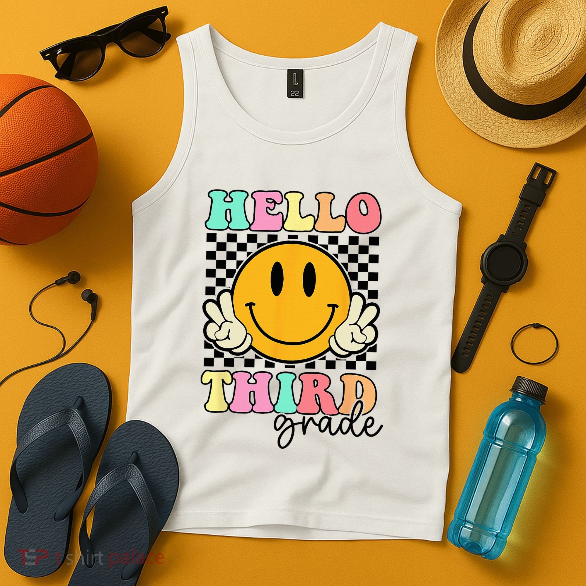 Hello Third Grade Retro Smile Team 3rd Grade Back to School Tank Top