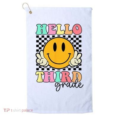 Hello Third Grade Retro Smile Team 3rd Grade Back to School Golf Towel